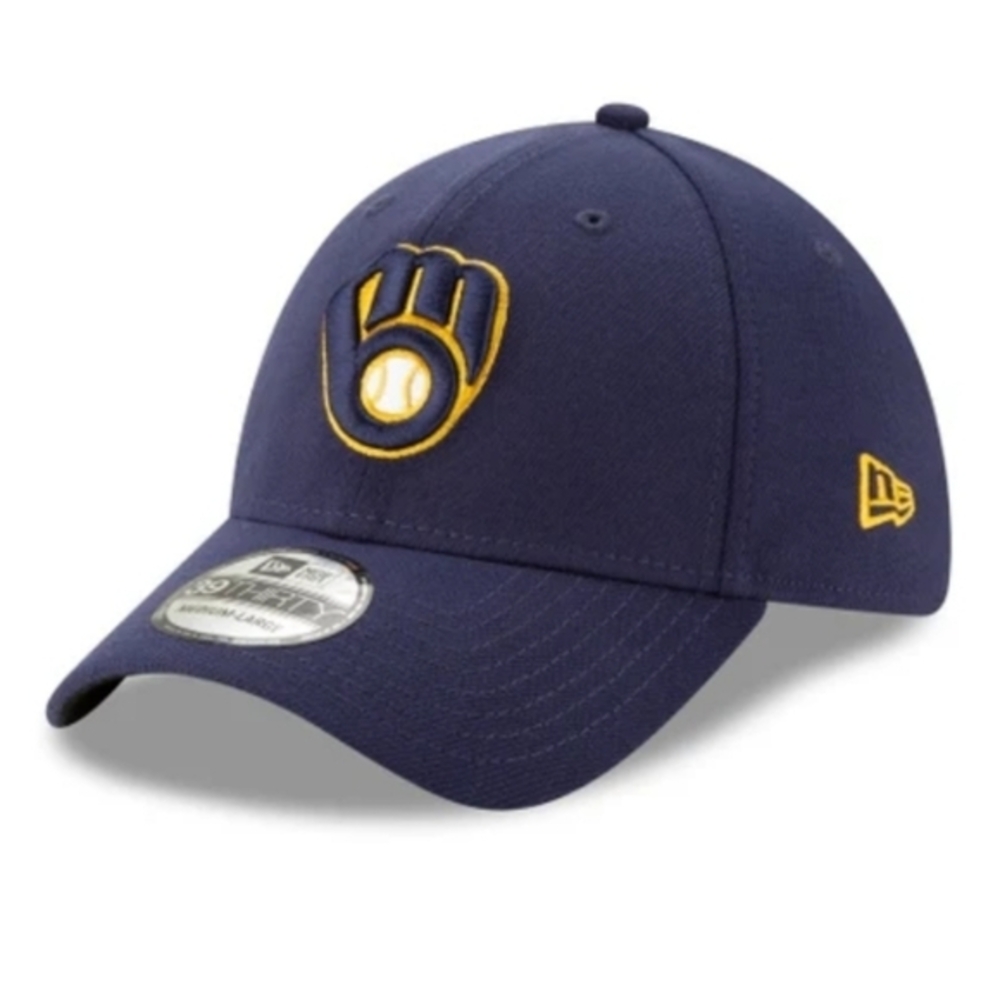 NWT New Era 39Thirty Milwaukee Brewers MLB Unisex Cap‎ Hat Stretch Fit Navy